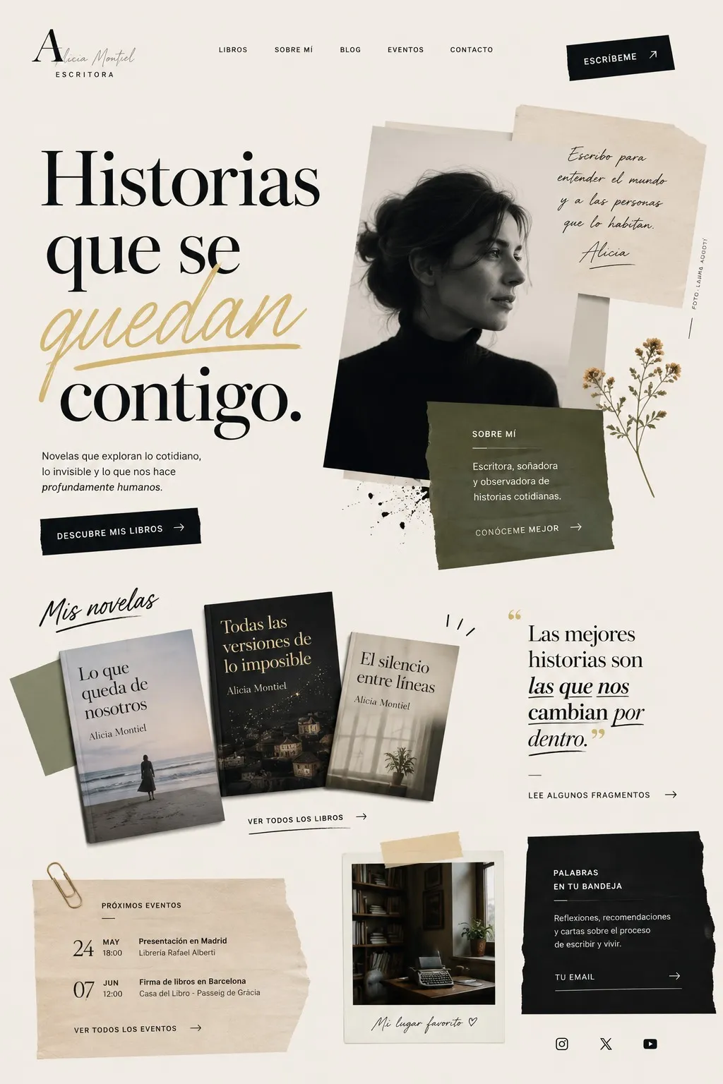 Composició web asimètrica amb textos i imatges superposats trencant la quadrícula